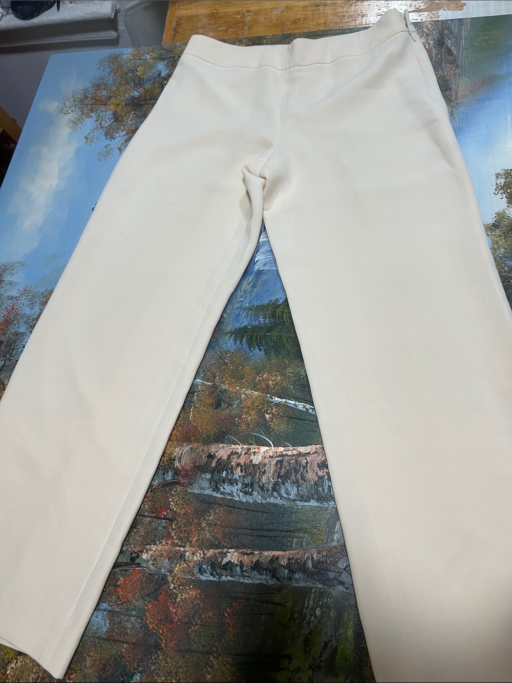 GLORGIO ARMANI Cream Straight Leg Pants